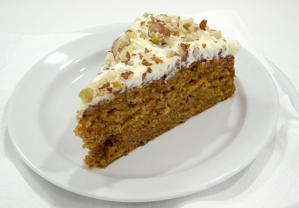 Carrot cake with cream cheese frosting.